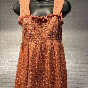 Susan Lawrence Orange Sleeveless Square Neck